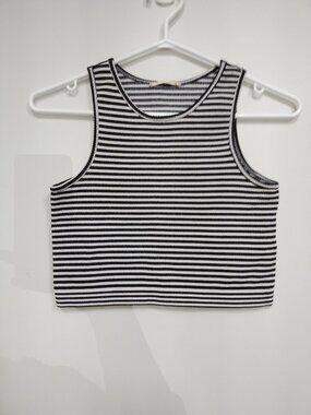 Reserved black/white striped crop